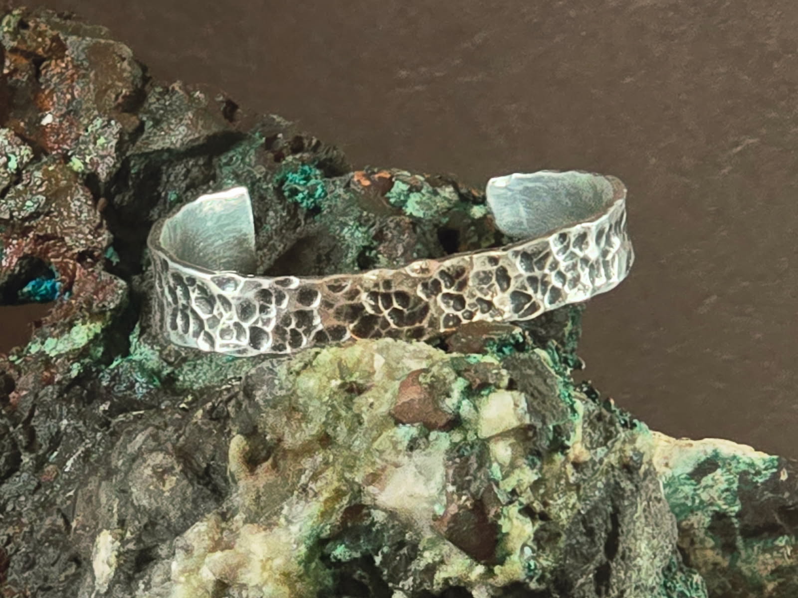 Hammered with Patina Sterling Silver Cuff Bracelet